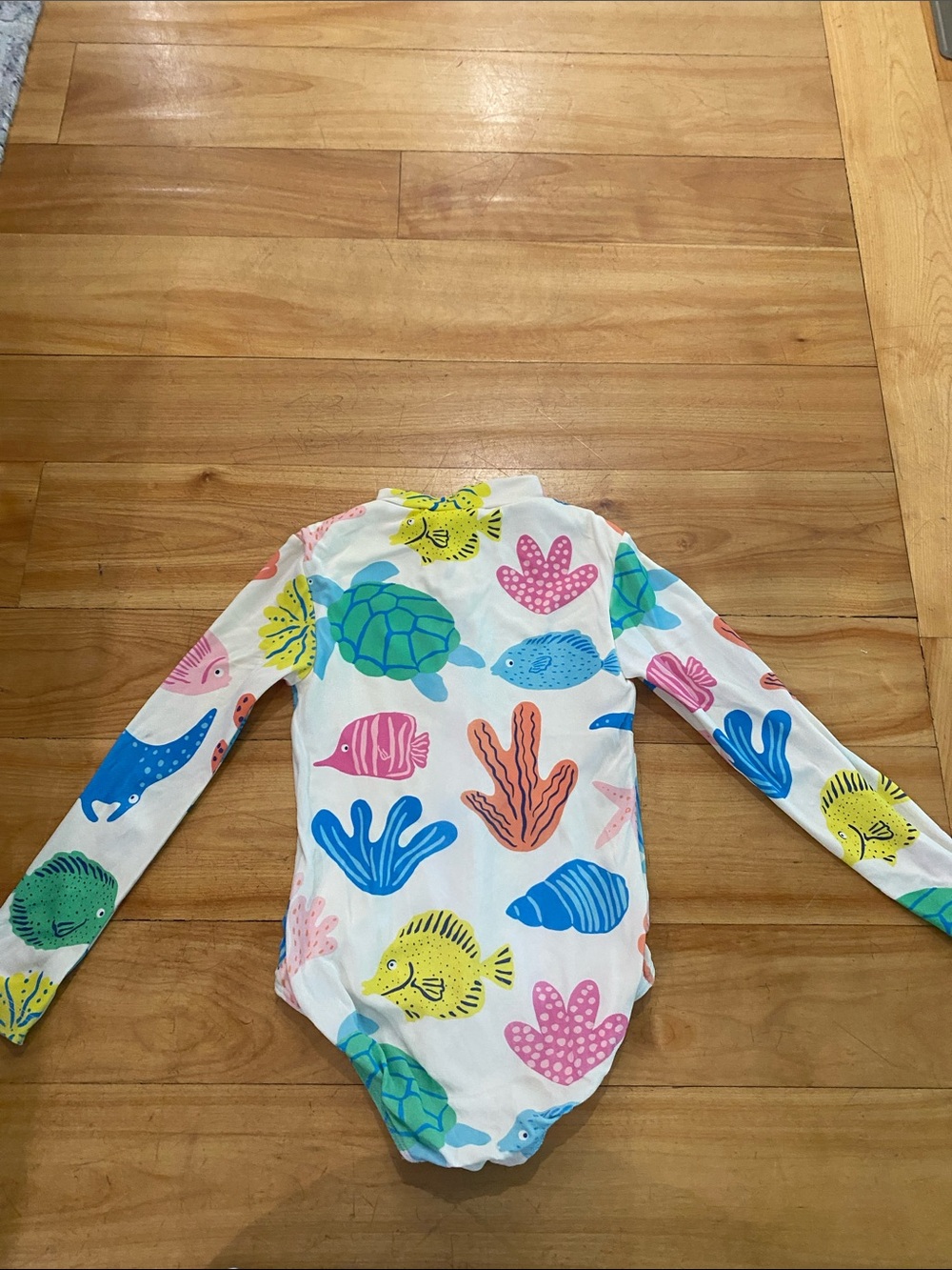Mini Boden Kids One-Piece Swimsuit – White with Multicolored Sea Life Print - Picture 4 of 5